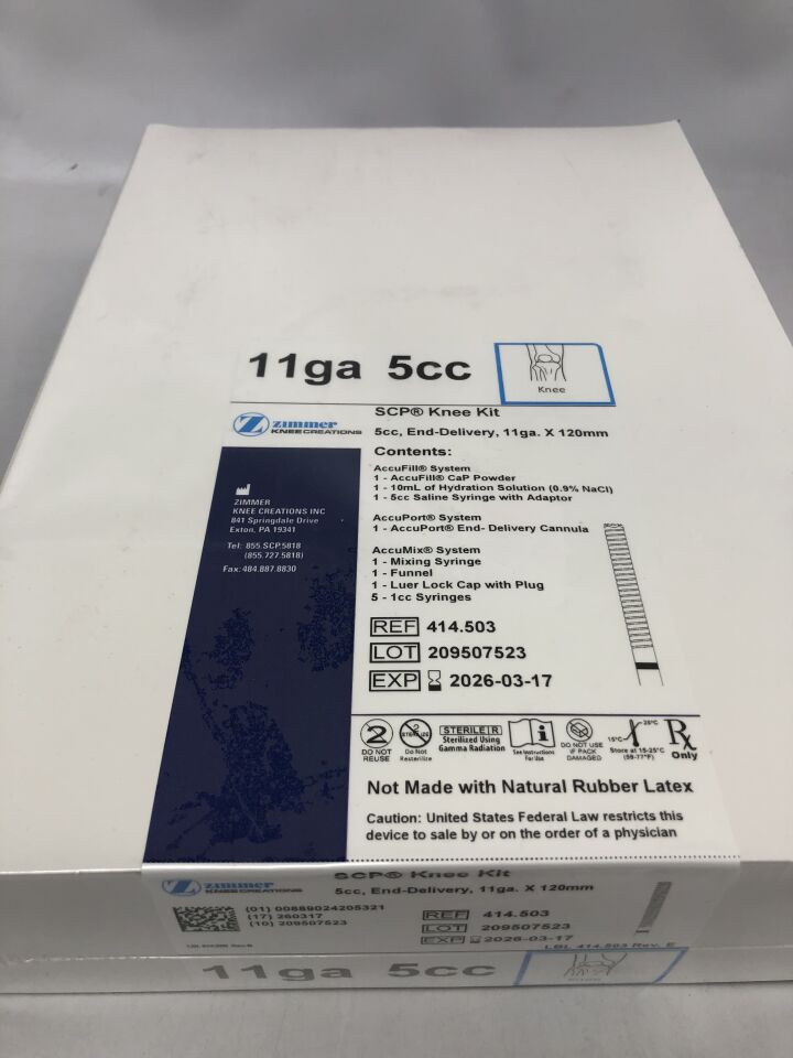 414.503 - ZIMMER - SCP Knee Kit, 5cc, 11G X 120mm , ( BX/1 ) - ( Expiry Date : 2026-03-17 )