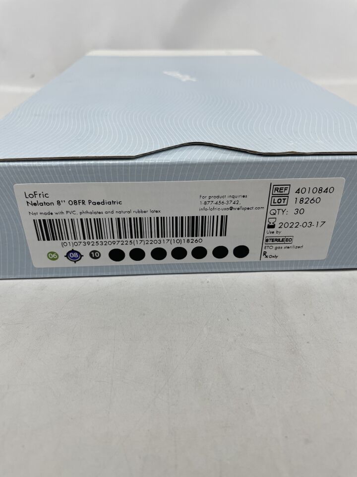 4010840 - WELLSPECT - LoFric Nelation Pediatric 8in. 08FR Straight Hydrophilic Intermittent Catheters, (BX/30) - ( Expiry Date: 2022-03-17 )