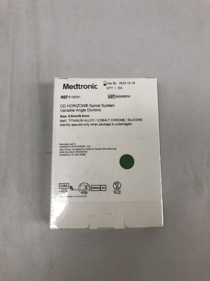 5135251 - MEDTRONIC - CD HORIZON SPINAL SYSTEM VARIABLE ANGLE DOMINO, 5.5mm/6.0mm, (BX/1) - ( Expiry Date: 2023-12-19 )