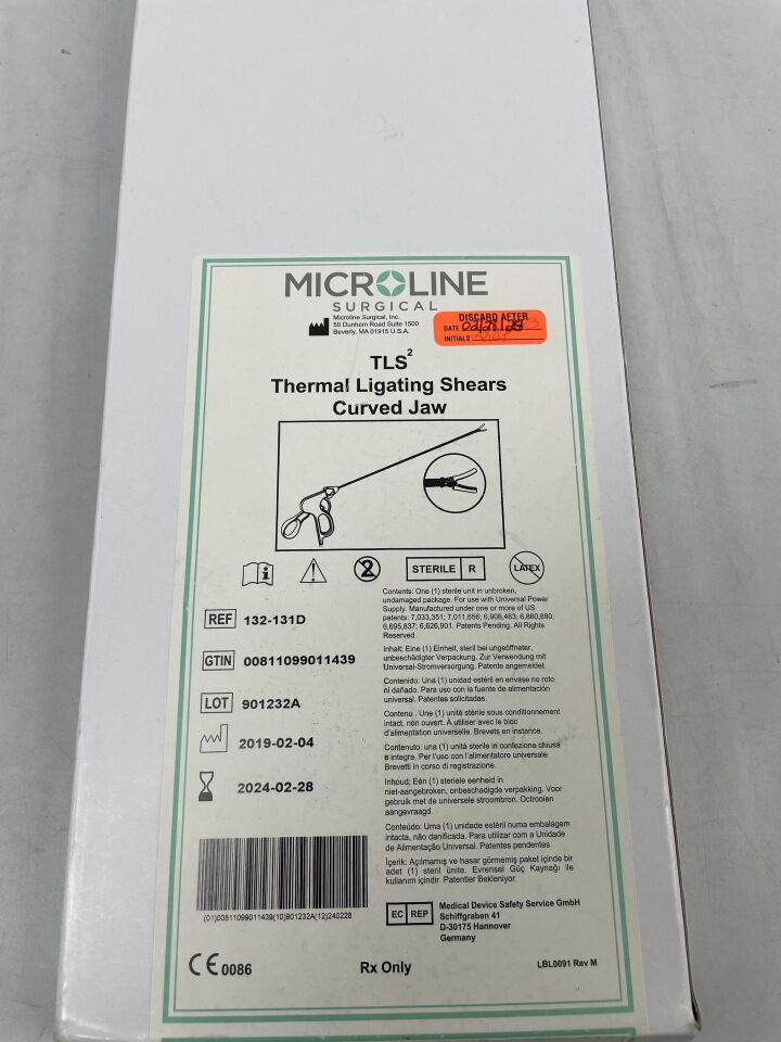 132-131D - MICROLINE SURGICAL - TLS2 Thermal Ligating Shears Curved Jaw, (BX/1) - ( Expiry Date: 2024-02-28 )