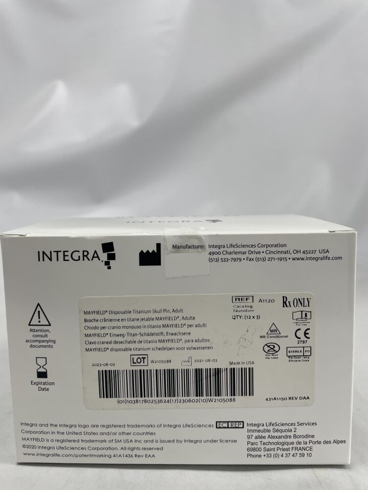 A1120 - INTEGRA - MAYFIELD Skull Pins, (BX/12) - ( Expiry Date: 2023-06-02 )
