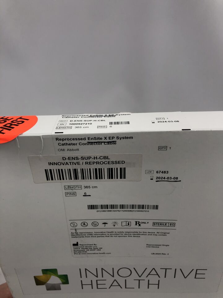 D-ENS-SUP-H-CBL - INNOVATIVE - Reprocessed Ensite X EP System Catheter Connector Cable, 365cm, (BX/1) - ( Expiry Date: 2024-03-08 )