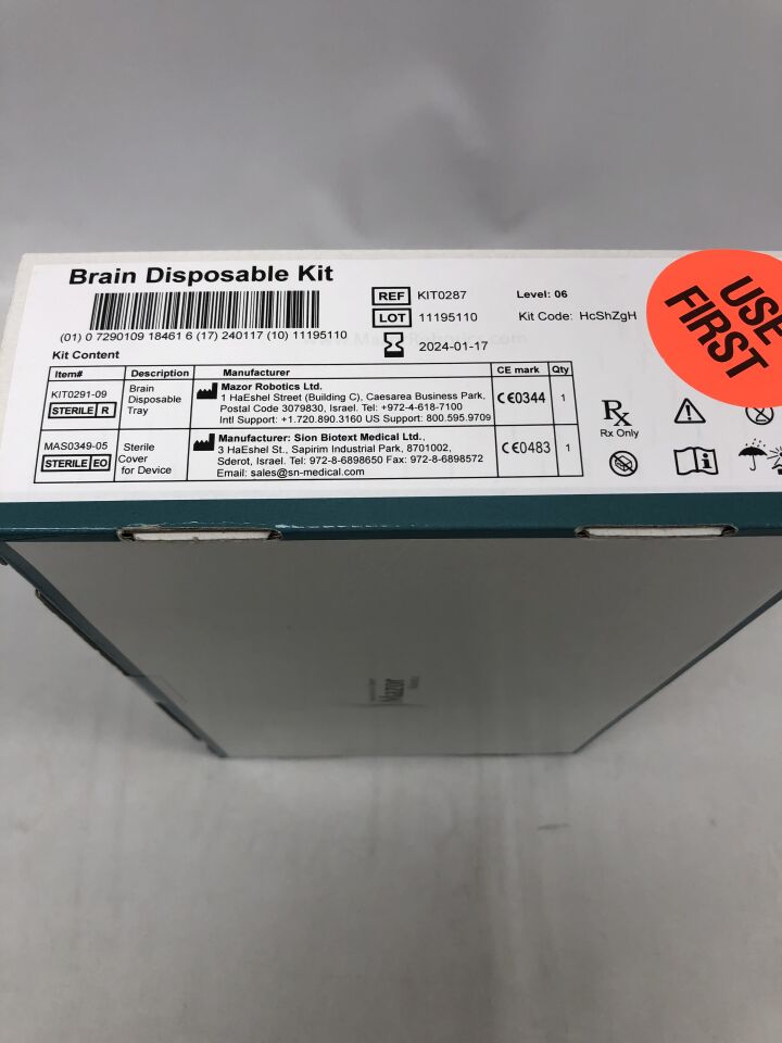 KIT0287 - MAZOR ROBOTICS - Brain Kit, Level 6, (BX/1) - ( Expiry Date: 2024-01-17 )