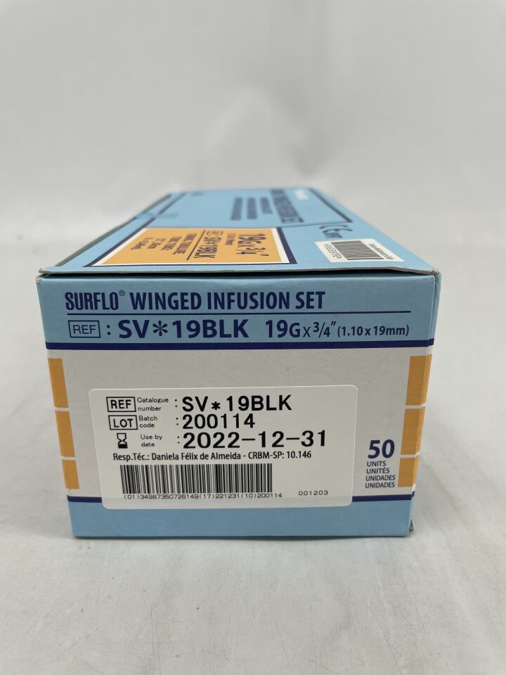 SV*19BLK - TERUMO - Winged Infusion Set, 19G x 3/4 , (BX/50) - ( Expiry Date: 2022-12-31 )