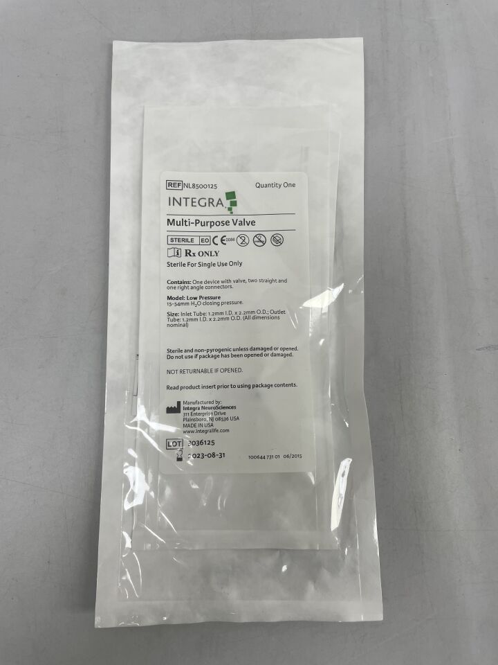 NL8500125 - INTEGRA - Multi-Purpose Valve, 15-54mm, 1.2mm x 2.2mm, (EA) - ( Expiry Date: 2023-08-31 )