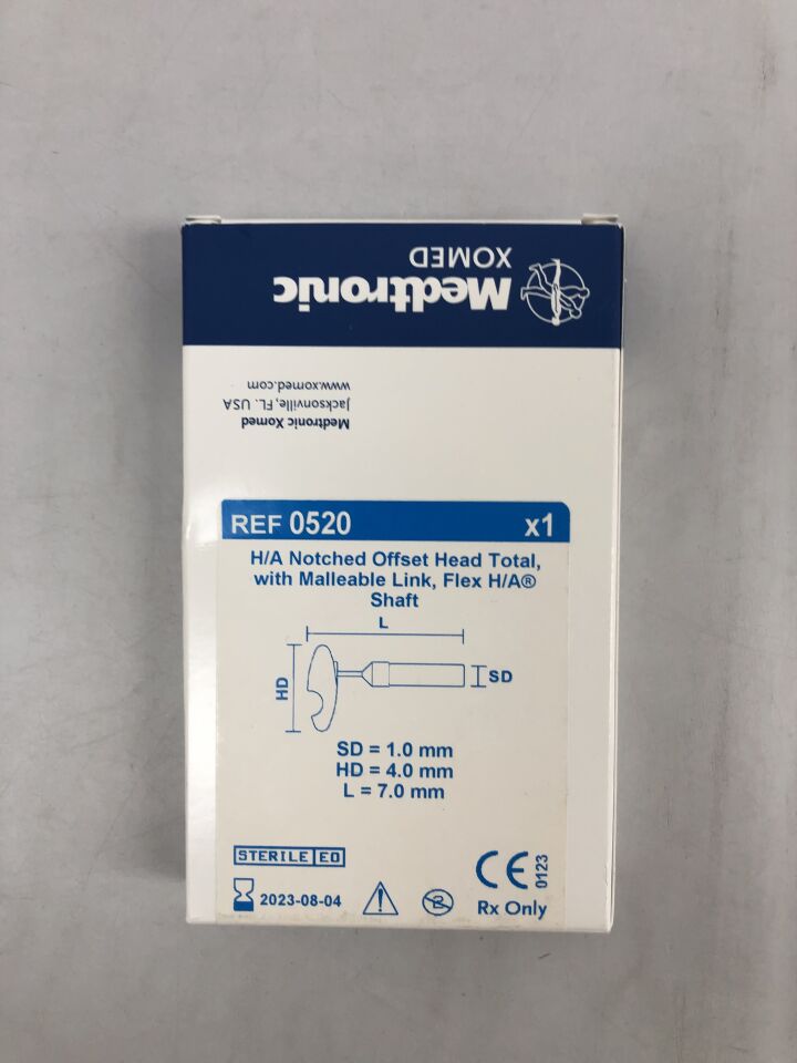 520 - MEDTRONIC - H/A Notched Offset Head Total, with Malleable Link, Flex H/A Shaft, 1 x 4 x 7mm, (BX/1) - ( Expiry Date: 2023-08-04 )