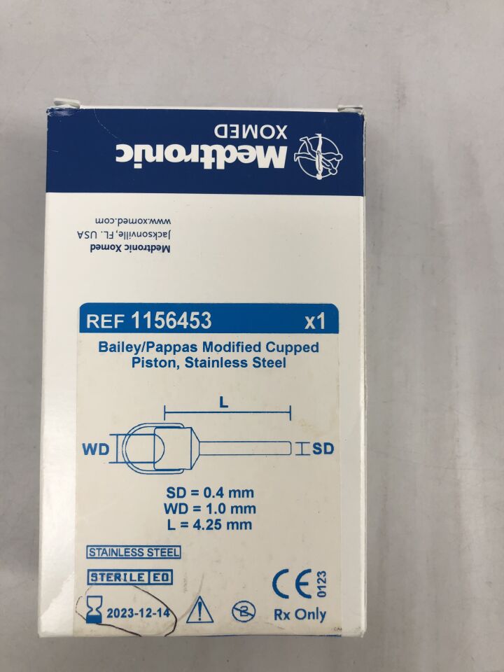 1156453 - MEDTRONIC - bailey/pappas modified cupped piston, stainless steel 0.4mm x 1mm x 4.25mm, (BX/1) - ( Expiry Date: 2023-12-14 )