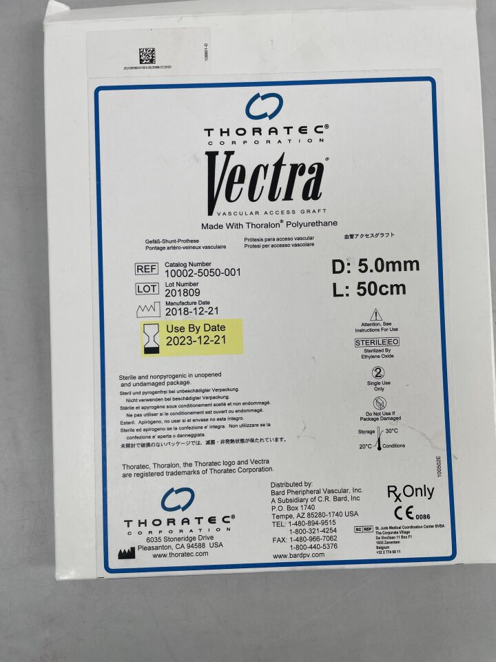 10002-5050-001 - THORATEC - Vectra Vascular Access Graft, with Thoralon Polyurethane, D: 5.0mm, L:50cm, (BX/1) - ( Expiry Date: 2023-12-21 )