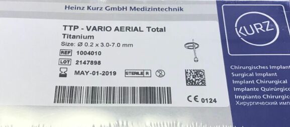 1004010 - KURZ - VARIO Aerial Total Titanium Surgical Implant, 0.2 x 3.0-7.0mm, (BX/1) - ( Expiry Date: 2023-09-01 )