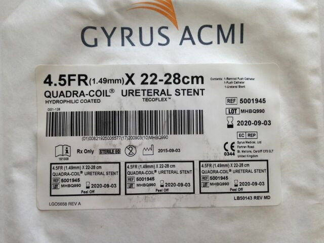 5001945 - GYRUS - Quadra-Coil Ureteral Stent, 4.5Fr x 22-28cm, (EA) - ( Expiry Date: 2024-04-25 )