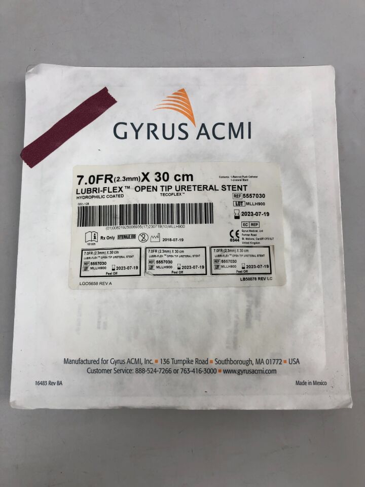 5557030 - GYRUS - lubri-flex ureteral stent, 7f x 30cm, (EA) - ( Expiry Date: 2023-07-19 )