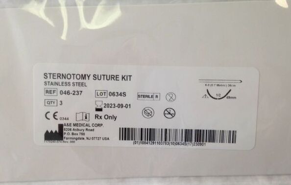 046-237 - A.E. - sternotomy suture kit, 14" double wire, ccs1 conventional cutting, (EA) - ( Expiry Date: 2023-10-01 )