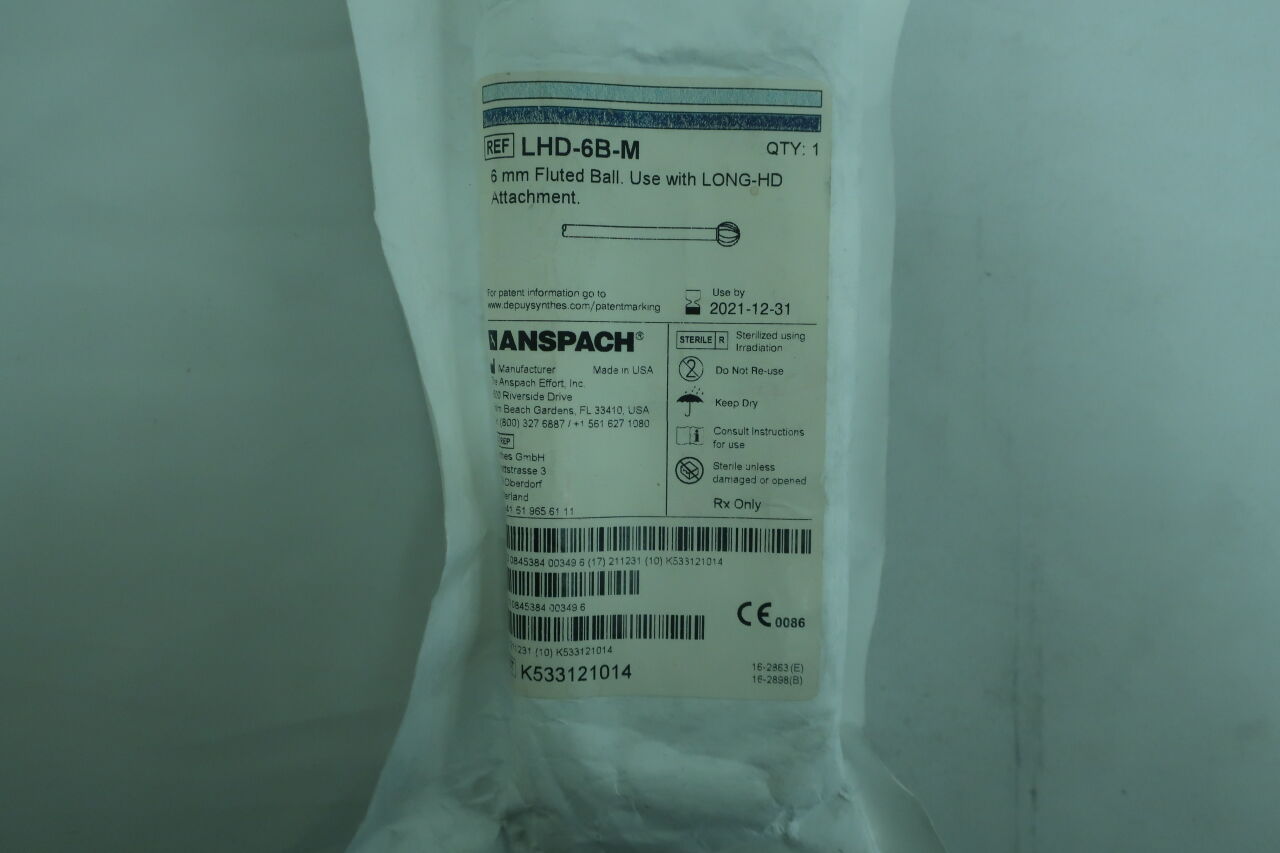 LHD-6B-M - ANSPACH - Fluted Ball Cutting Burr, 6 mm dia., () - ( Expiry Date: 2024-03-25 )
