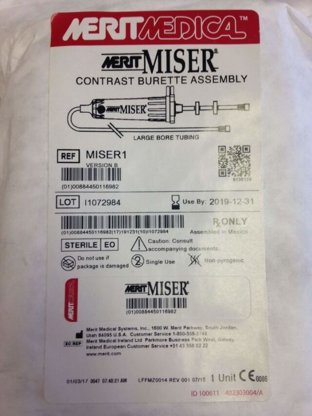 MISER1 - MERIT - Contrast Burette Assembly. Large Bore Tubing, (EA) - ( Expiry Date: 2023-12-08 )