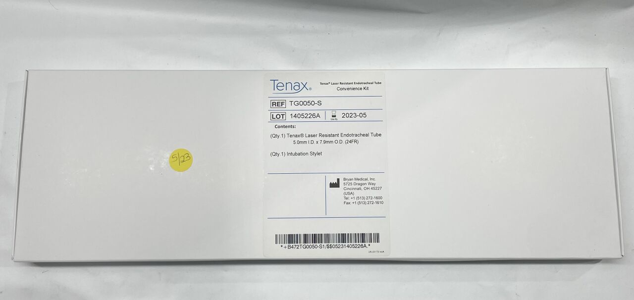 TG0050-S - TENAX - laser resistant endotracheal tube convenience kit 5.0mm id x 7.9mm o.d (24fr), () - ( Expiry Date: 2024-02-17 )