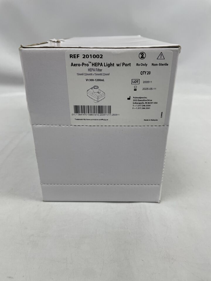 201002 - PULMODYNE - Aero-Pro HEPA Light with Port, 15mmF x 15mmM/22mmF , ( BX/20 ) - ( Expiry Date : 2025-05-11 )
