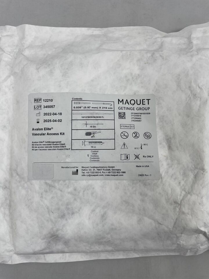 12210 - MAQUET - AVALON ELITE Vascular Access Kit, 0.038" x 210 cm, 18Ga , ( EA ) - ( Expiry Date : 2025-04-02 )