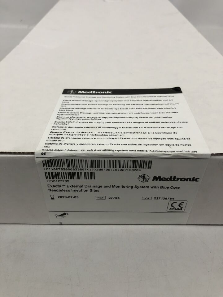 27785 - MEDTRONIC - exacta external drainage and monitoring system with blue core needless injection site , ( BX/1 ) - ( Expiry Date : 2028-07-09 )