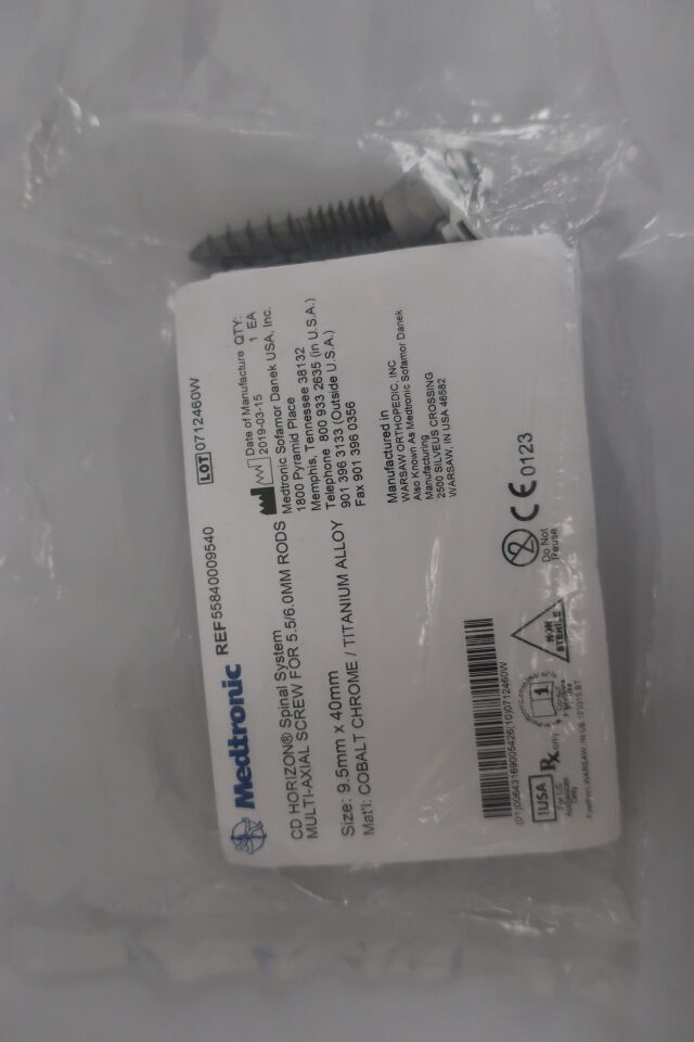 55840009540 - MEDTRONIC - CD Horizon Spinal System, Multi-Axial Screw, 8.5x40mm, Cobalt Chrome/Titanium Alloy for 5.5/6mm RODS , ( EA ) - ( Expiry Date : 2099-01-01 )