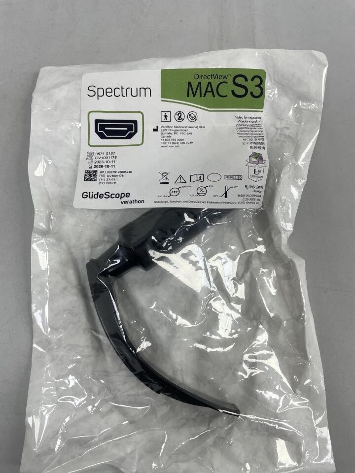 0574-0187 - VERATHON MEDICAL - glidescope spectrum video laryngoscope mac s3 , ( ) - ( Expiry Date : 2026-10-11 )