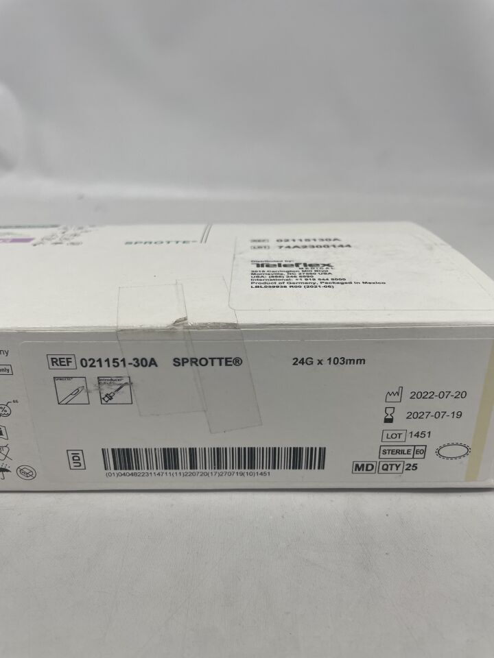 021151-30A - TELEFLEX - Aguja espinal Sprotte, 24G x 103 mm, (Caja/25) - (Fecha de caducidad: 19/07/2027)
