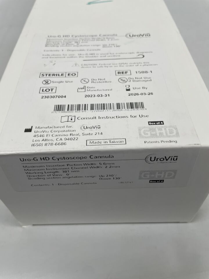 1588-1 - UROVIU - Uro-G HD Cystoscope Cannula 381mm , ( BX/4 ) - ( Expiry Date : 2026-03-26 )