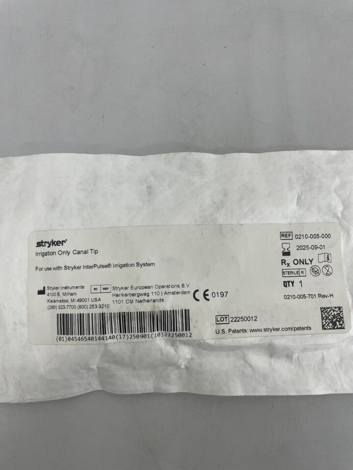 0210-005-000 - STRYKER - Punta de canal solo para irrigación Para uso con el sistema de irrigación InterPulse, ( EA ) - ( Fecha de vencimiento : 01/09/2025 )