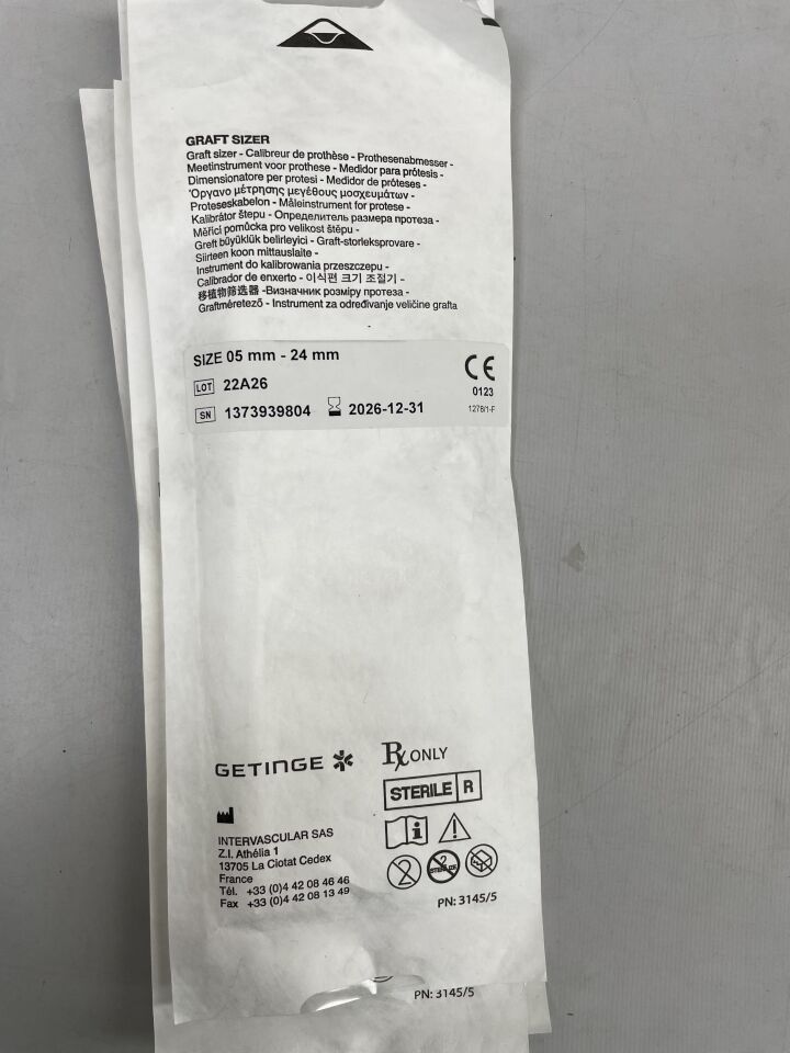 M002363200201 - MAQUET - Graft Sizers, size 05 mm - 24 mm , ( EA ) - ( Expiry Date : 2026-12-31 )