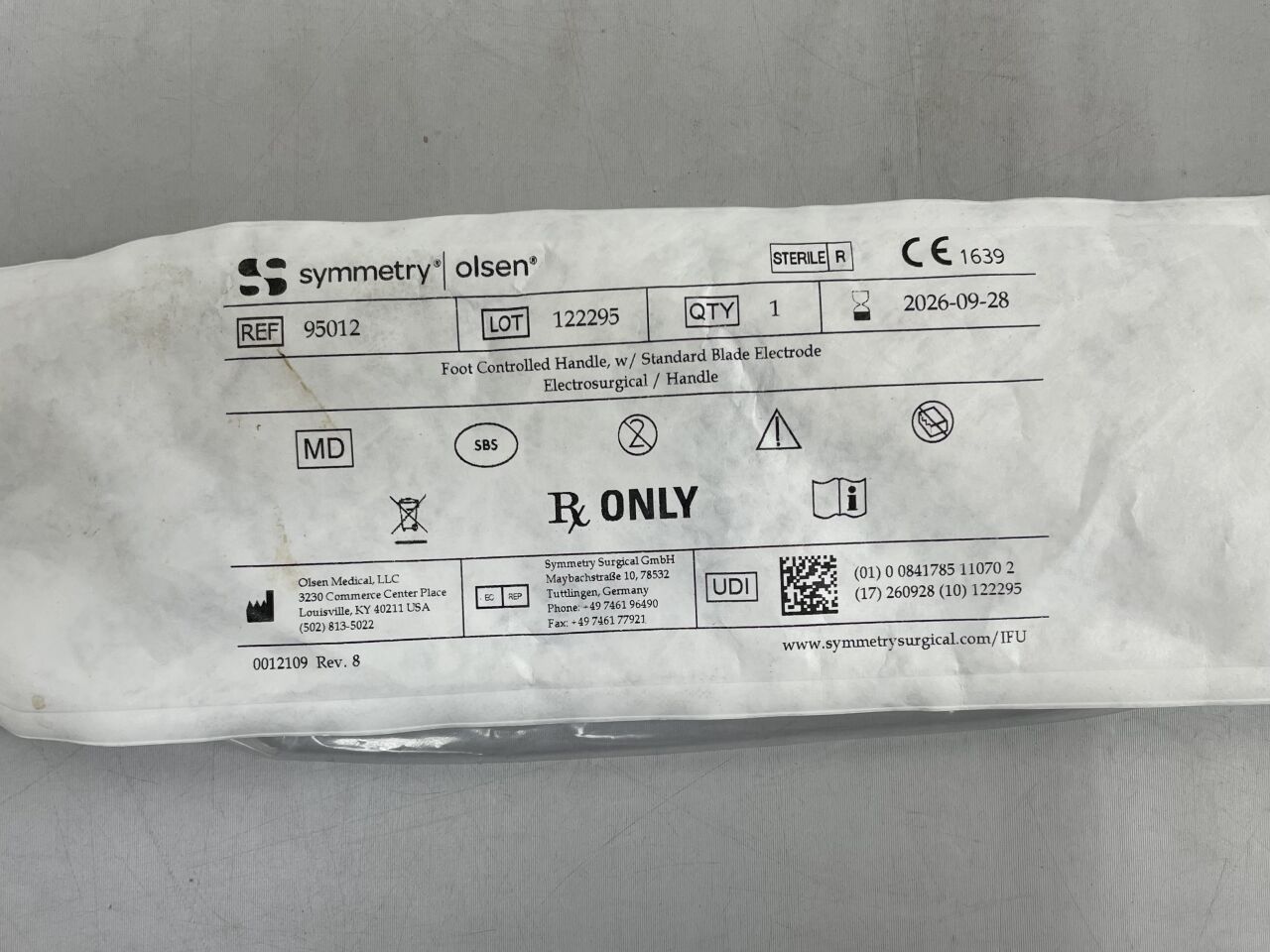 95012 - SYMMETRY SURGICAL - olsen monopolar electrosurgical pencil w/10' cord & blade electrode, straight, foot 6" , ( ) - ( Expiry Date : 2026-09-28 )