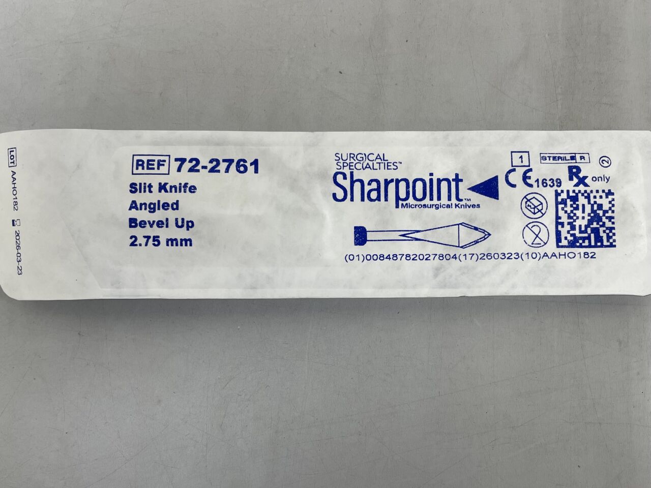 72-2761 - SURGICAL SPECIALTIES - sharpoint slit knife angled, bevel up 2.75mm , ( ) - ( Expiry Date : 2026-03-23 )