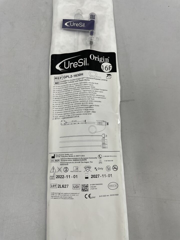 GPL2-1630H - URESIL - origin hydrophilic gp origin locking drainage catheter, 16f x 21cm , ( ) - ( Expiry Date : 2027-11-01 )