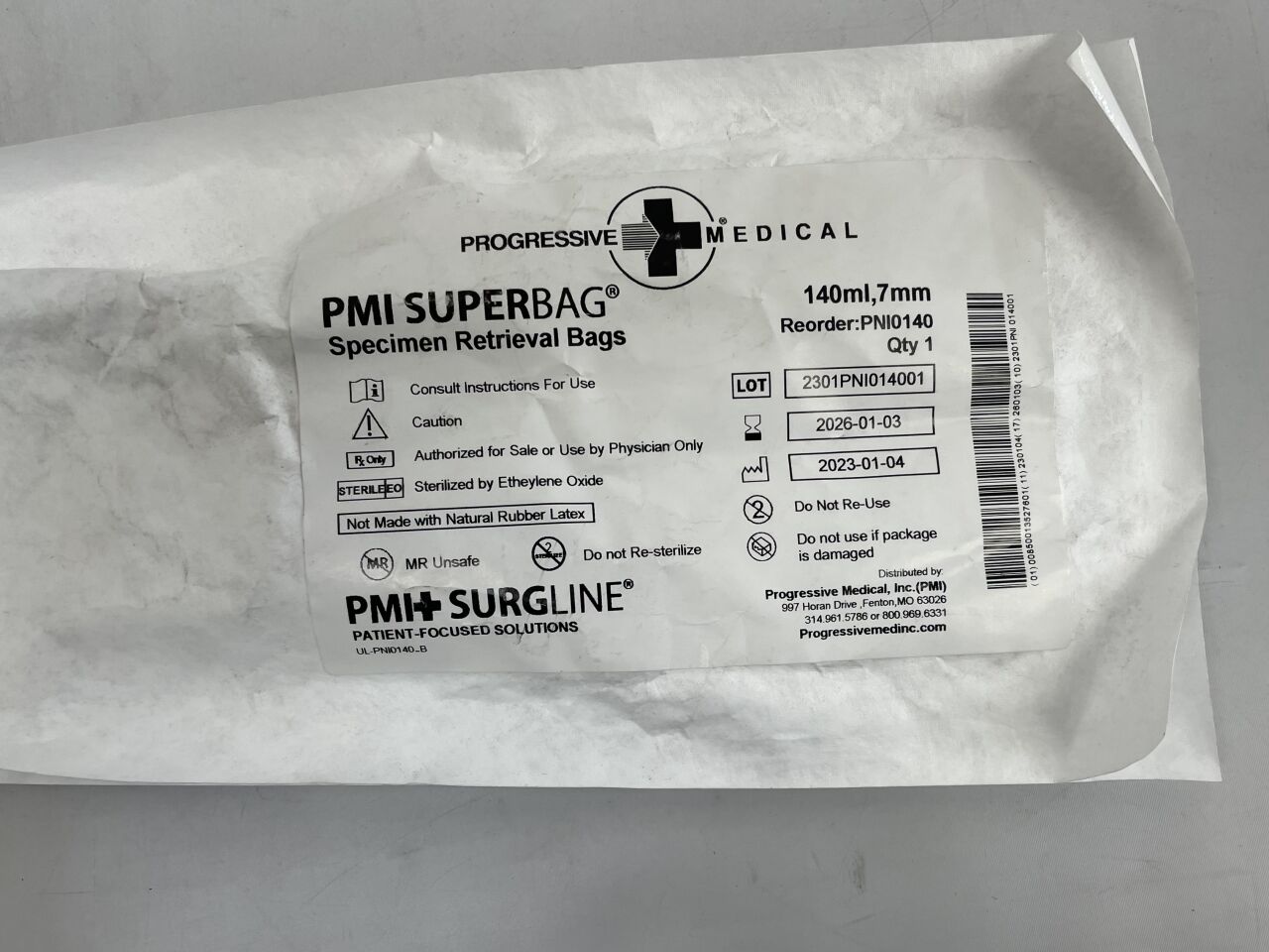 PNI0140 - DANNIK - pmi superbag nylon specimen retrieval bag w/introducer, small 5-7mm/140ml, () - ( Expiry Date: 2026-01-03 )