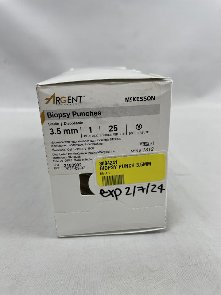 1312 - MCKESSON - Argent Biopsy Punche, 3.5mm, (BX/25) - ( Expiry Date: 2024-02-07 )