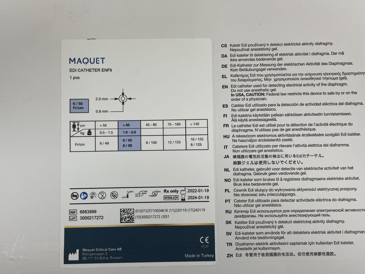 6883899 - MAQUET - Edi Catheter ENFit 6Fr/50 cm, 5pcs, (BX/1) - ( Expiry Date: 2024-01-19 )