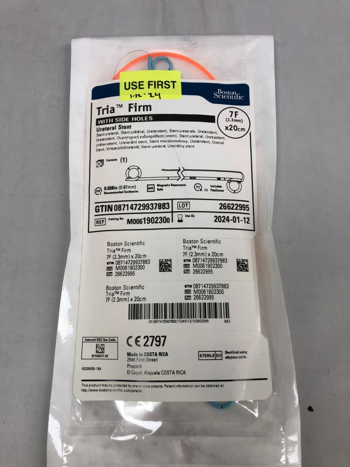 190230 - BOSTON SCIENTIFIC - Tria Firm with Side Holes Ureteral Stent, 7F X 20cm, () - ( Expiry Date: 2024-01-12 )