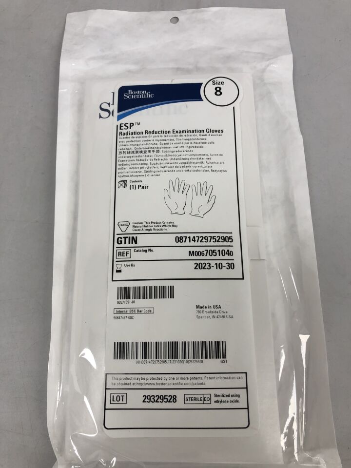 705104 - BOSTON SCIENTIFIC - esp radiation reduction examination gloves size 8, (EA) - ( Expiry Date: 2023-10-30 )