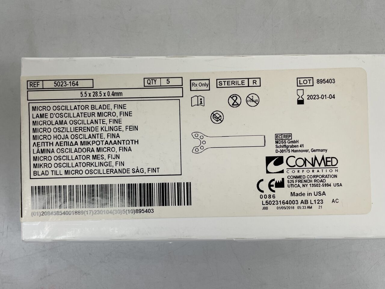 5023-164 - CONMED - MICRO OSCILLATOR BLADE, FINE 5.5mm X 28.5mm X 0.4mm, (EA) - ( Expiry Date: 2023-01-04 )