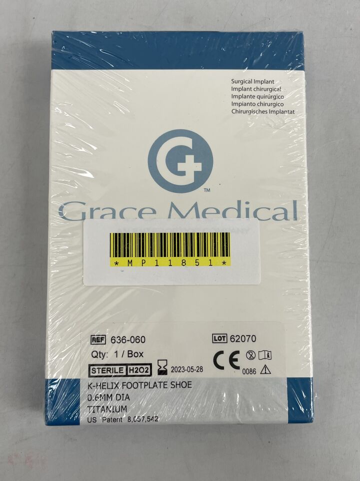 636-060 - GRACE MEDICAL - k-helix footplate shoe 0.6mm dia titanium, (EA) - ( Expiry Date: 2023-05-28 )