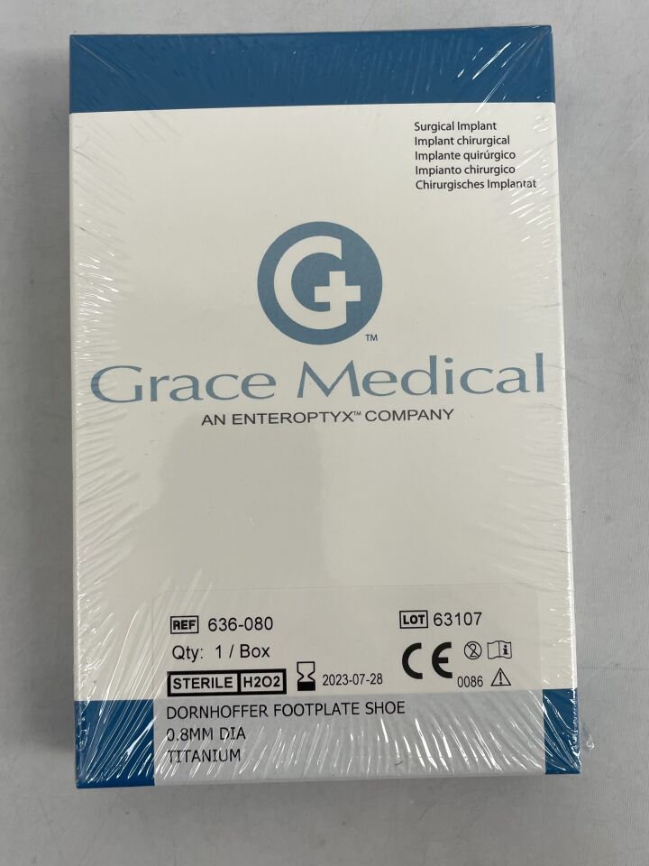 636-080 - GRACE MEDICAL - dornhoffer footplate shoe 0.8mm dia titanium, (EA) - ( Expiry Date: 2023-07-28 )