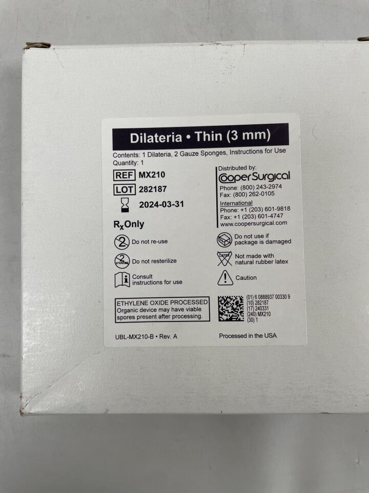 MX210 - COOPER SURGICAL - Dilateria, 2 Gauze Sponge Envelopes, 3mm, (EA) - ( Expiry Date: 2024-03-31 )