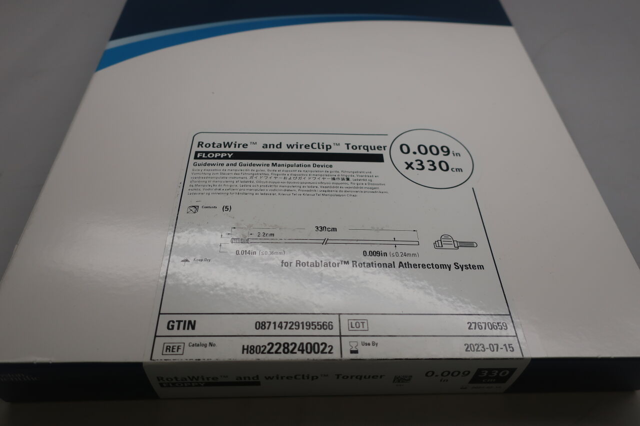 22824002 - BOSTON SCIENTIFIC - RotaWire Floppy Guidewire with WireClip Torquer, 0.009 in. dia. x 330 cm Length, () - ( Expiry Date: 2023-07-23 )