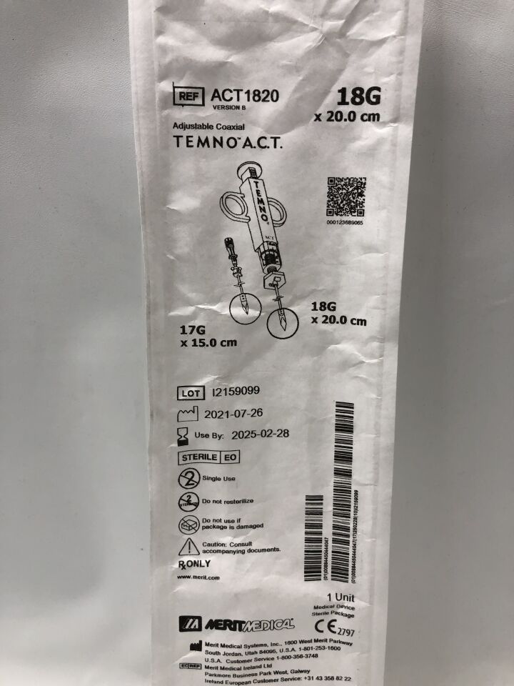 ACT1820 - MERIT - Dispositivo de biopsia coaxial ajustable Temno ACT, 18 g x 20 cm (unidad) - (Fecha de caducidad: 28/02/2025)
