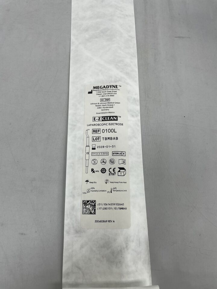 0100L - ETHICON - EZ Clean, Electrodo Laparoscópico, Alambre en L de 45 cm, (Caja de 6) - (Fecha de Caducidad: 31/01/2028)