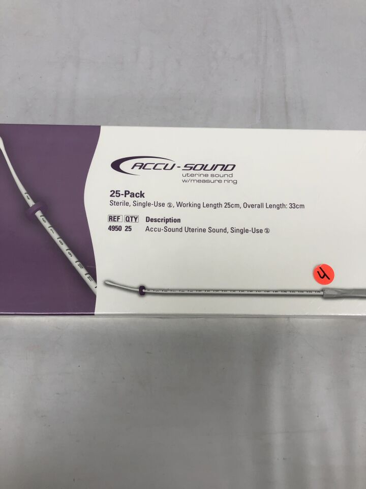 4950 - GYNEX - Accu-Sound Uterine Sound with Measure Ring, 25cm working length, 33cm overall length, (BX/25) - ( Expiry Date: 2024-04-15 )
