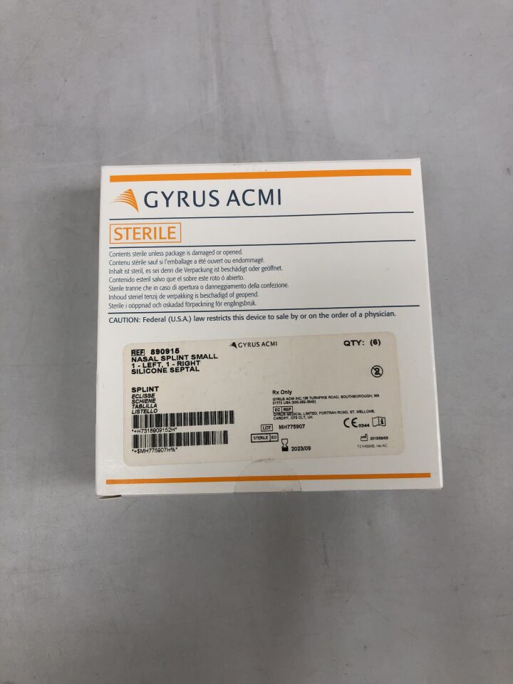 890915 - GYRUS - Silicone Septal Nasal Splint, Small, (BX/6) - ( Expiry Date: 2023-09-01 )