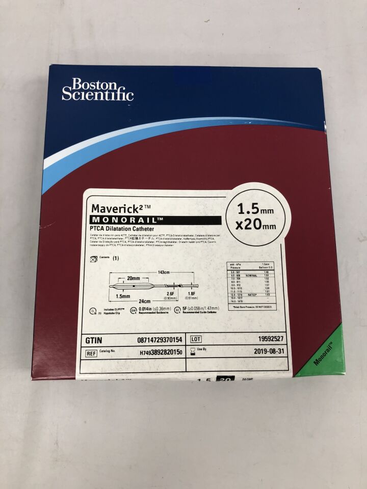 389282015 - BOSTON SCIENTIFIC - Maverick2 Monorail PTCA Dilatation Catheter, 1.5mm X 20mm, (BX/1) - ( Expiry Date: 2019-08-31 )