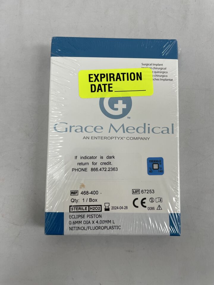 468-400 - GRACE MEDICAL - eclipse piston 0.6mm dia x 4.00mm l nitinol/fluoroplastic, (BX/1) - ( Expiry Date: 2024-04-28 )
