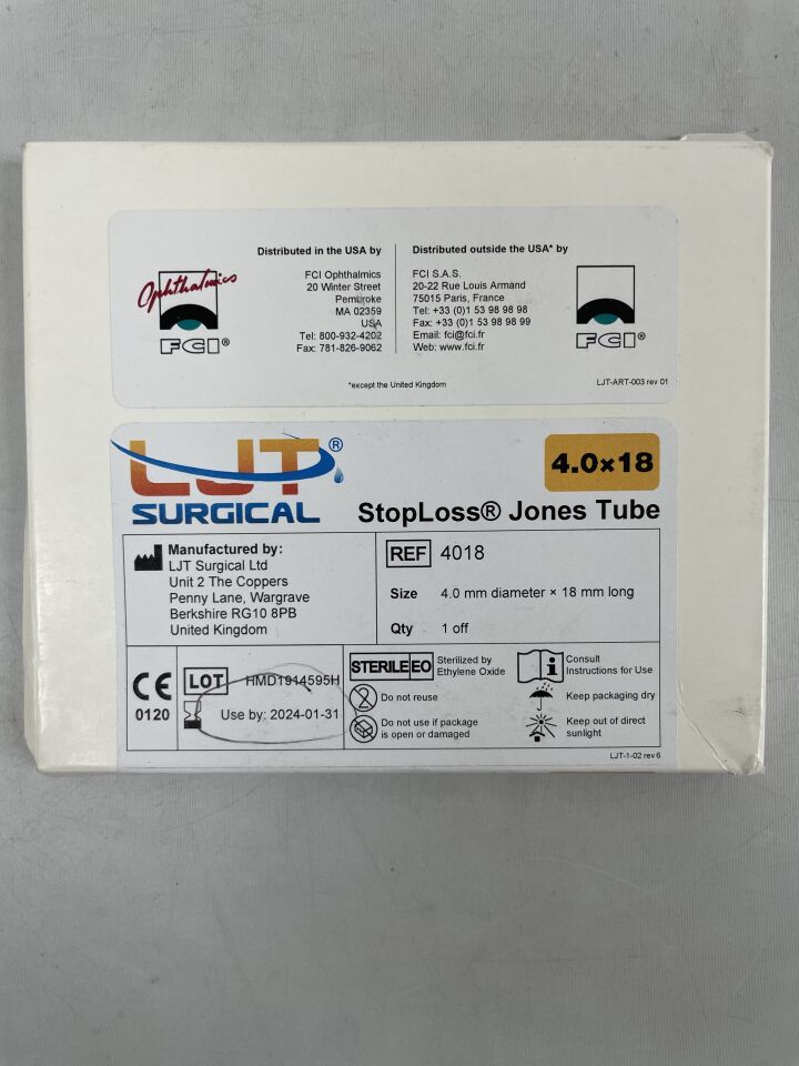 4018 - FCI - StopLoss Jones Tube 4mm x 18mm, (EA) - ( Expiry Date: 2024-01-31 )