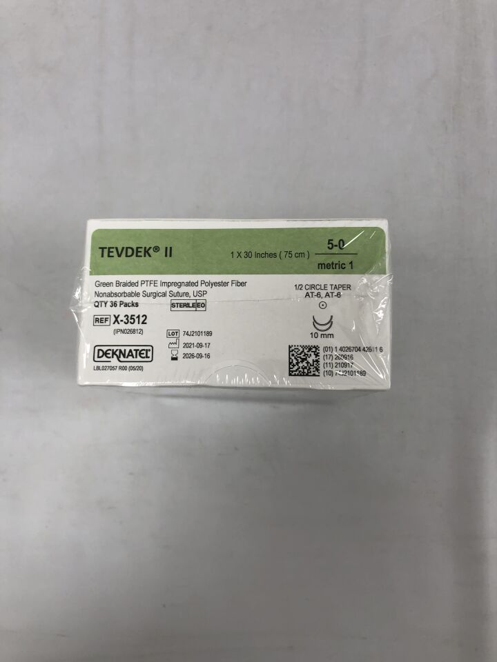 X-3512 - TELEFLEX - TEVDEK Ii Green Braided PTFE Impregenated Polyester Fiber 1x30in, (BX/36) - ( Expiry Date: 2026-09-16 )