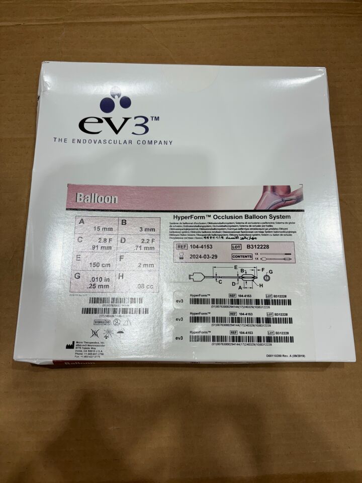 104-4153 - EV3 - HyperForm Occlusion Balloon System - 3mm x 15mm (Balloon Catheter), .010" x 200cm, (EA) - ( Expiry Date: 2023-11-11 )
